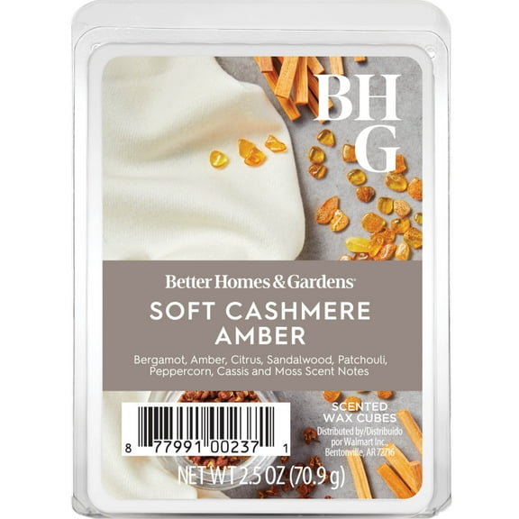 Soft Cashmere Amber Scented Wax Melts, Better Homes & Gardens, 2.5 oz (1-Pack)