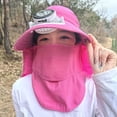 thumbnail image 2 of GPOECD Style Solar Powered Digital Display Fan Sun Hats for Adults Wide Brim Full Coverage Outdoor Summer Sun Protection Hot Pink,One Size, 2 of 4