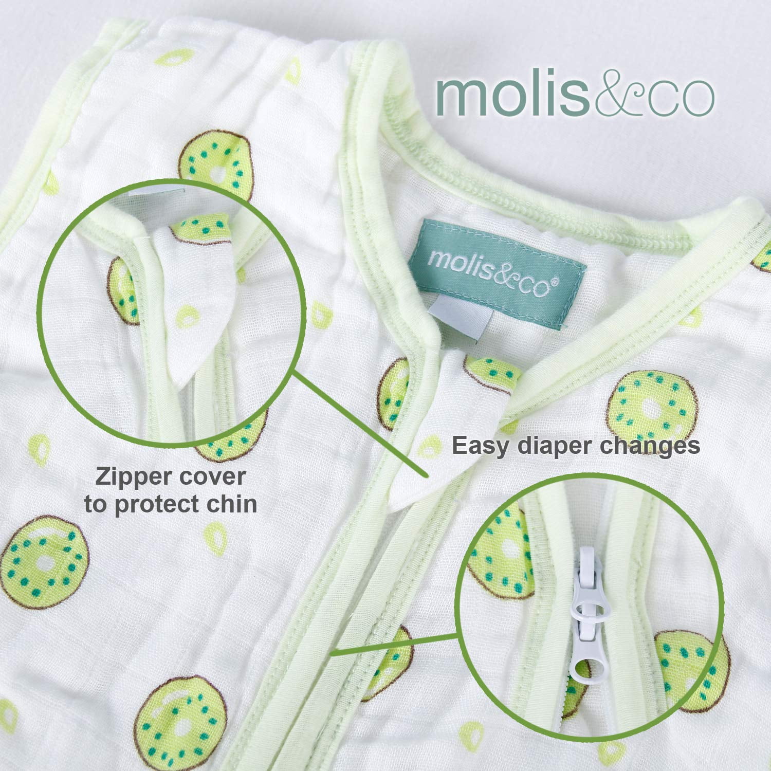 Molis&Co Baby Sleeping Bag with Feet and Sock. 1.0 TOG. Size: 90 cm. Ideal  for transitional dawn stripes. 100% cotton. : : Baby Products