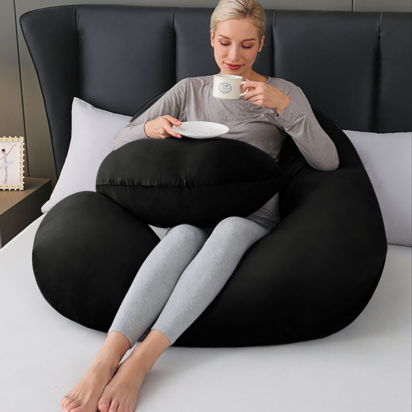 Premium Ultra Soft Pregnancy Pillow, C Shaped Full Body Pillow Maternity Pillow for Women 51.2 inch, Pregnancy Pillows for Sleeping Pregnant Must Have with Jersey Removable Cover