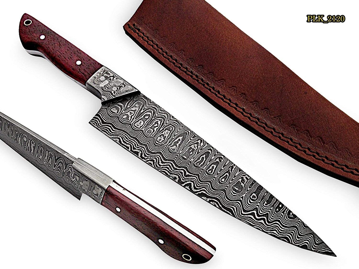 Rk 2120 Style Damascus Steel Chef Knife Exotic Wood Handle With Damascus Steel Bolster Walmart Com Walmart Com