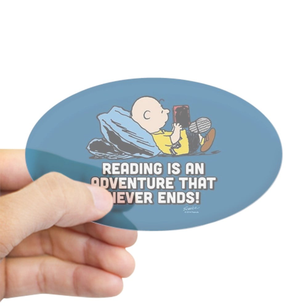 CafePress Charlie /& Sally Brown Reading Is Co Sticker Oval 1810819079