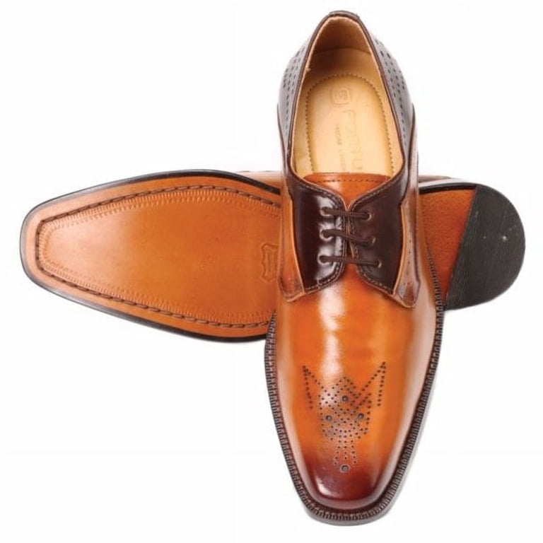LIBERTYZENO Mens Formal Genuine Leather And Suede Tan Oxford Dress Shoes LIBERTYZENO Mens Leather Oxford Dress Shoes, Brown/Tan  main image 2
