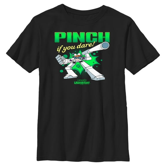 Boy's Dexter's Laboratory St. Patrick’s Day Pinch if You Dare Graphic Tee Black X Large