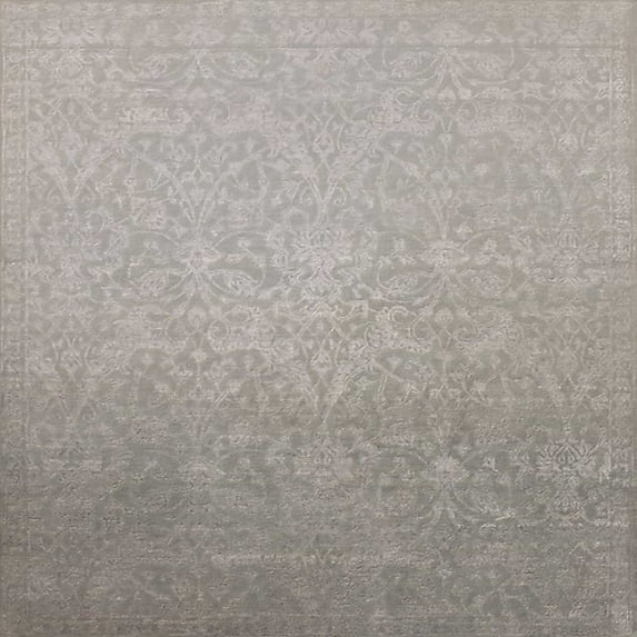 Ahgly Company Indoor Square Mid-Century Modern Silver Pink Oriental Area Rugs, 8' Square