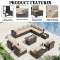 thumbnail image 5 of ALAULM 13 Pcs Patio Conversation Furniture Set with Fire Pit Table, Brown/Sand, 5 of 8