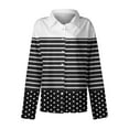 thumbnail image 4 of Elvqul Black Shirts for Women Button up Plus Size Collared Womens Blouses Long Sleeve Open Front Striped Shirt, 4 of 4