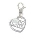 thumbnail image 2 of Delight Jewelry Silvertone Big Sister in Open Heart - 5/8'' - Silvertone Clip on Charm with Clear Crystal Drop, 2 of 4