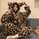 thumbnail image 5 of Pijama de oso de dibujos animados para mujer, ropa de dormir para adultos, bata de noche gruesa, terciopelo Coral, leopardo, suave y cálida, nuevo estilo, Invierno, 5 of 5