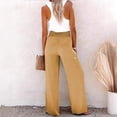thumbnail image 3 of Pantalones anchos casuales, elásticos, de lino y algodón de color sólido para mujer de primavera y verano de estilo europeo y americano., 3 of 6