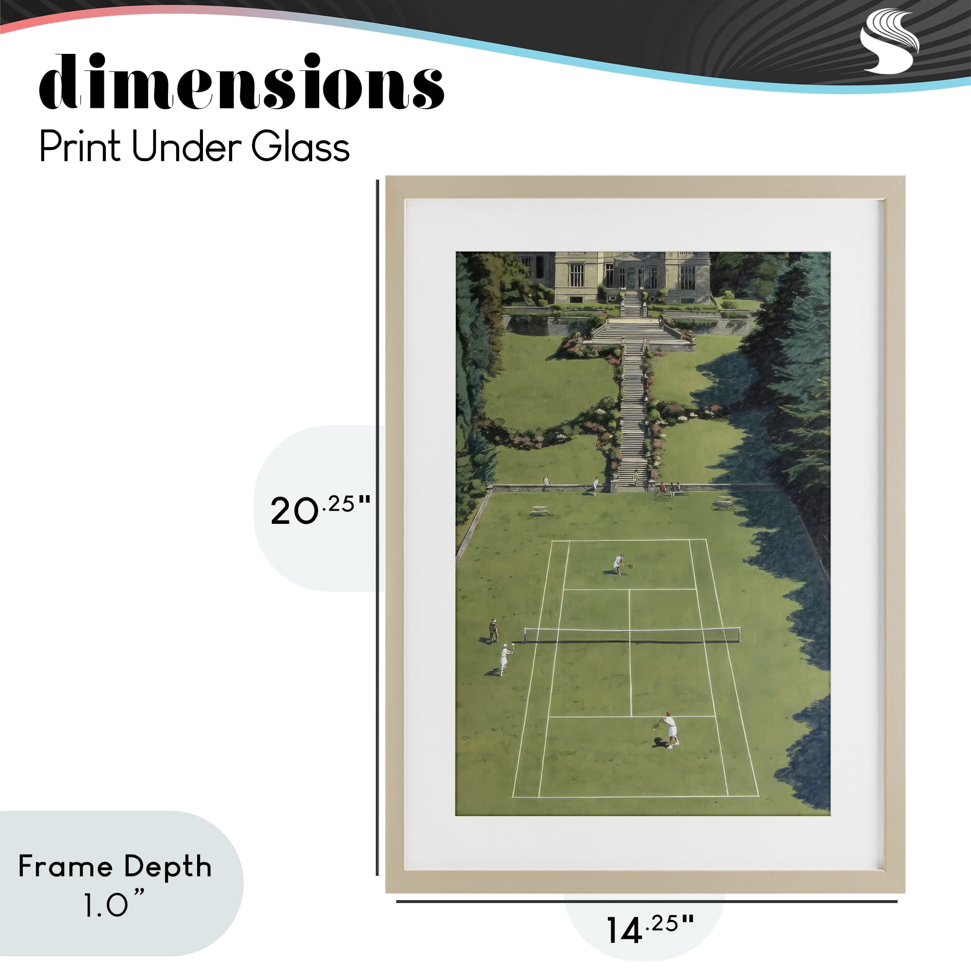Stupell Industries Tennis Court at Mansion Birch Framed Print Under Glass, design by Petal Prints Design