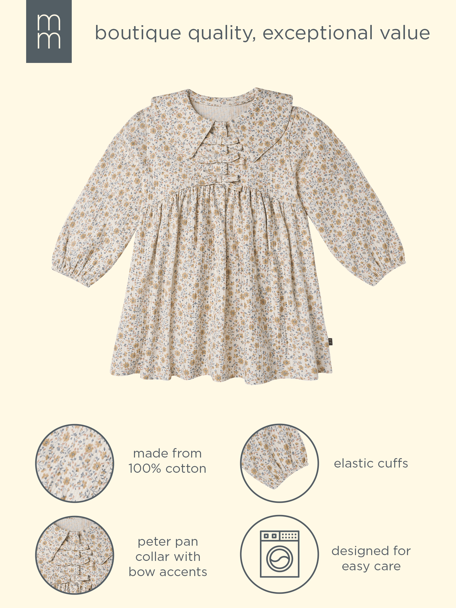Modern Moments by Gerber Toddler Girl Bow Front Dress, Sizes 12 Months - 5T