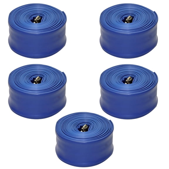 Blue Devil Backwash Hose, 2" x 50' w/ Clamp, Shrink Wrapped (22 mil hose) 5 Pack