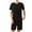 Black, variant on WQQZJJ Men's Pajamas Homewear Set, Summer Casual Solid Color Plus Size Pajamas Two Piece Set, Crew Neck Short Sleeve Top + Bermuda Shorts