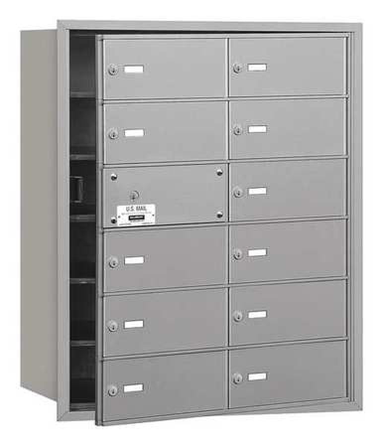 4B+ Horizontal Mailbox (Includes Master Commercial Lock) - 12 B Doors (11 usable) - Aluminum - Front Loading - Private Access