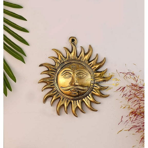 Brass Made Wall Hanging Sun Idol/ Wall Hanging Surya Narayan Idol to Protect Home Form Negative Energies