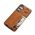 thumbnail image 2 of Wallet Case for Samsung Galaxy A13 5G, with Wrist Strap 360 Rotating Finger Ring Flip Zipper PU Leather Stand Card Slots Shockproof Drop Protective Phone Cover Girls Women Magnetic Buckle, Brown, 2 of 7