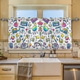 thumbnail image 2 of Yayeee Kitchen Curtains Tier Set of 2 Light Filtering 57"x24" Over Sink Window Panels, Blue Doodle Pattern, 2 of 7