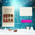 thumbnail image 5 of SUTENGDA Ongles Pressés de Noël Design Bonhomme de Neige Flocon de Neige Faux Ongles Brillants Rouges Couleur Unie Faux Ongles avec Colle Ongles Carrés Moyens Ongles Artificiels Réutilisables à Coller, 5 of 5