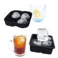 thumbnail image 4 of Mistaha 2PCS 4 Grids Ice Cube Trays Release Round & Square Shaped Ice Trays with Spill-Resistant Removable Lid Stackable Silicone Ice Cube Molds for Home DIY Chilled Drinks, 4 of 7