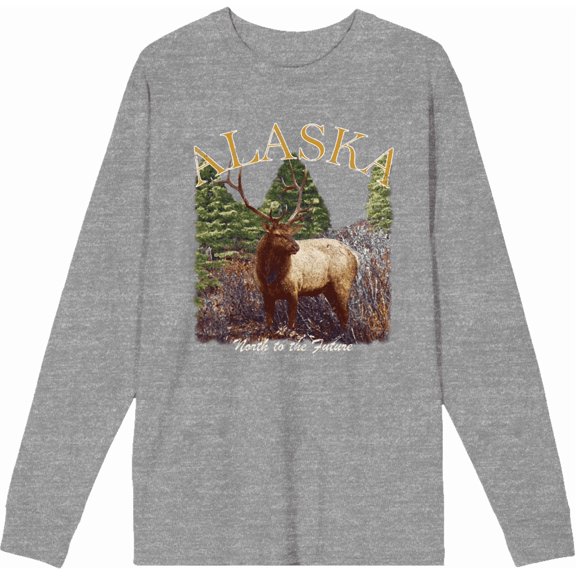 Adventure Society Alaska Crew Neck Long Sleeve Heather Gray Adult Tee
-Medium
