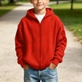 thumbnail image 2 of CYRBOKO Hooded Sweatshirts for Boys, Long Sleeve Casual Full Zip Waffle Knit Kids Outerwear Hoodie Red Size 13-14 T, 2 of 9