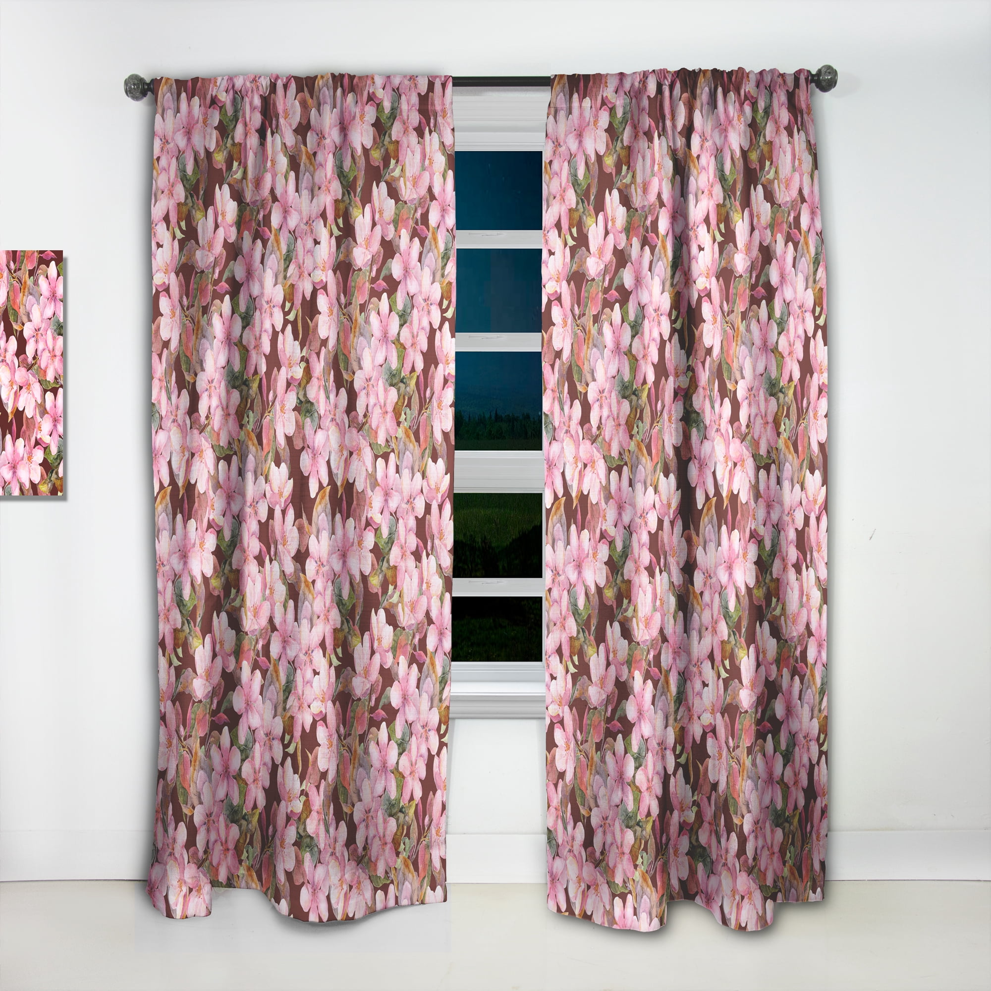 Designart 'Blossom Pink LII' Traditional Curtain Panel