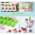 thumbnail image 3 of Silicone Ice Cube Trays With Lids (Pack of 4, Green/Red) Easy-Release 56 pcs Stackable Ice Molds or Ice Cube Trays for freezer with Spill Resistant Removable Lid for Freezer, Cocktail, 3 of 5