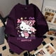 thumbnail image 2 of Camiseta de Hello Kitty Sanrio para mujer, Tops de algodón con estampado de dibujos animados Kawaii, camisas de gran tamaño con cuello redondo, ropa de calle, Top de empalme, 2024, 2 of 6
