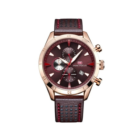 Mens Quartz Watch Brown Dial Leather Strap Calendar Window Design Date for Friends Lovers Best Holiday Gift (Best Design Watches 2019)