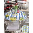 thumbnail image 5 of Outdoor Tablecloth with Umbrella Hole for Patio/Picnic/Party/Camping, Summer Lemons Waterproof Table Cloth Round Cover Washable, Modern Watercolor Fruit Flowers Blue Striped (Dia 54"), 5 of 9