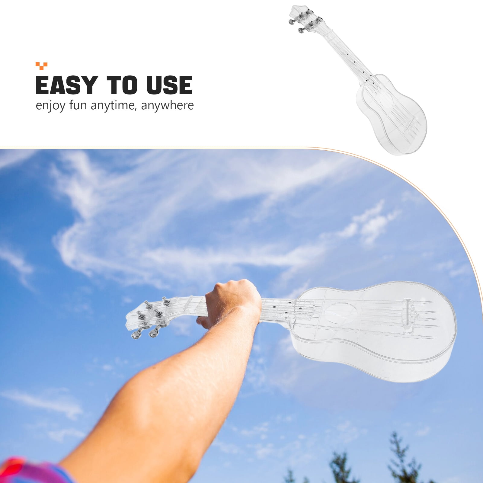 Supvox 1Set Transparent Ukulele with Integrally Formed Resonance Box for Smooth Sound