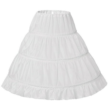 

Child Flower Girls Long Petticoat Drawstring Waistband Ruffles Pleated Trimming