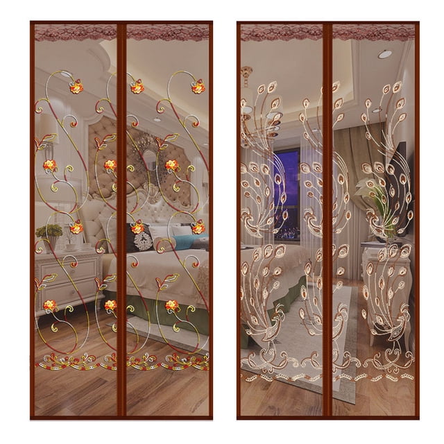 Cortina de puerta antimosquitos, sin perforaciones, autoadhesiva, para el hogar, dormitorio, sala de estar, mosquitera, magnética, suave