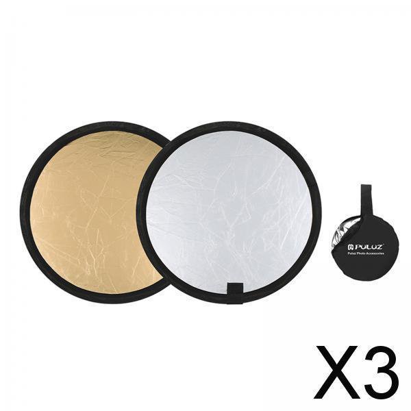 BELOVING 2xMini Light Reflectors Round 12 Inch 30cm Gold for Travel Photography Film , Gold, 3 Pcs