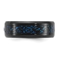 thumbnail image 3 of Auriga Fine Jewelry Stainless Steel Black and Blue IP-plated with CZ Carbon Fiber Inlay in Clear Epoxy 8mm Band Size 9.5, 3 of 7