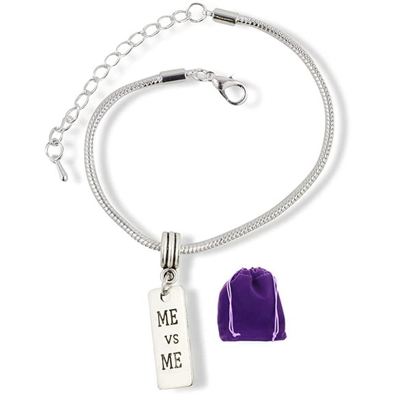 Me vs Me Bracelet | Inspirational Sayings Stainless Steel Snake Chain Charm Bracelet