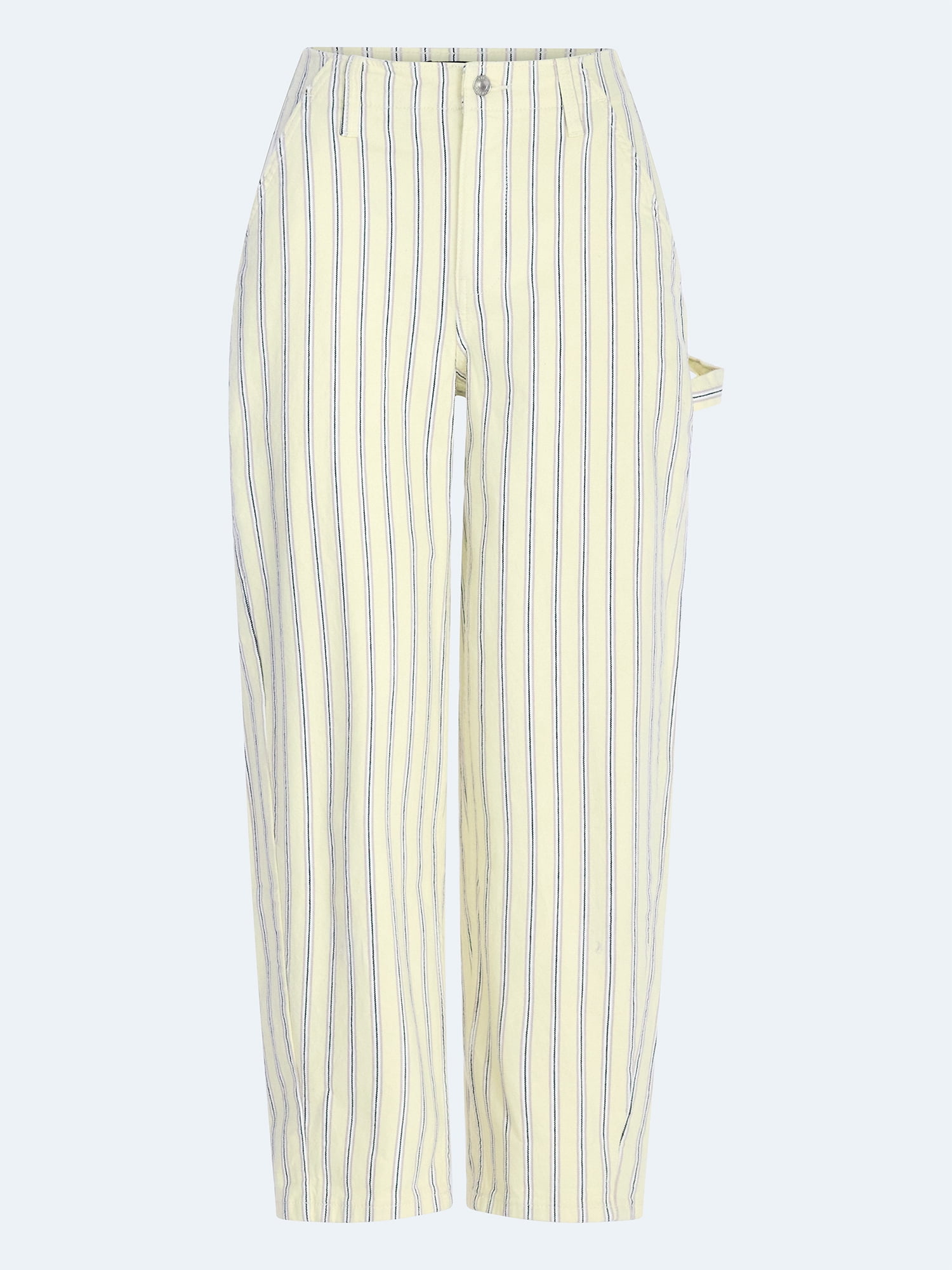 Free Assembly Women's Striped High Rise Cropped Barrel Jeans, 26" Inseam, Sizes 0-16