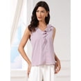 thumbnail image 4 of DARING DIVA Women's Sleeveless Ruffle V Neck Business Tank Top XS Pink, 4 of 6