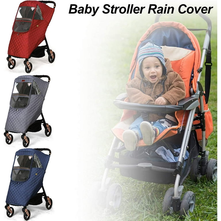 WOVTE Winter Baby Stroller Cover Universal Stroller Windshield Rain Cover to Keep Warm in Winter Baby Travel Weather Shield Stroller Cover for