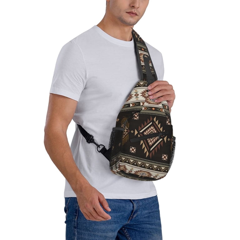 American‎ West Leather Sling Backpack Southwest Pattern American West Crossbody Sling Bag for  main image 3