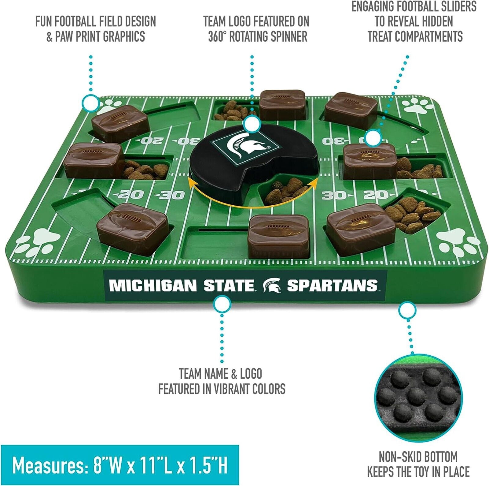 Pets First NCAA Michigan State Spartans Puzzle Toy, Puzzle Treat Dog Toy, Interactive Dog Treat Toy, Dog Puzzle Feeding Slow Toy