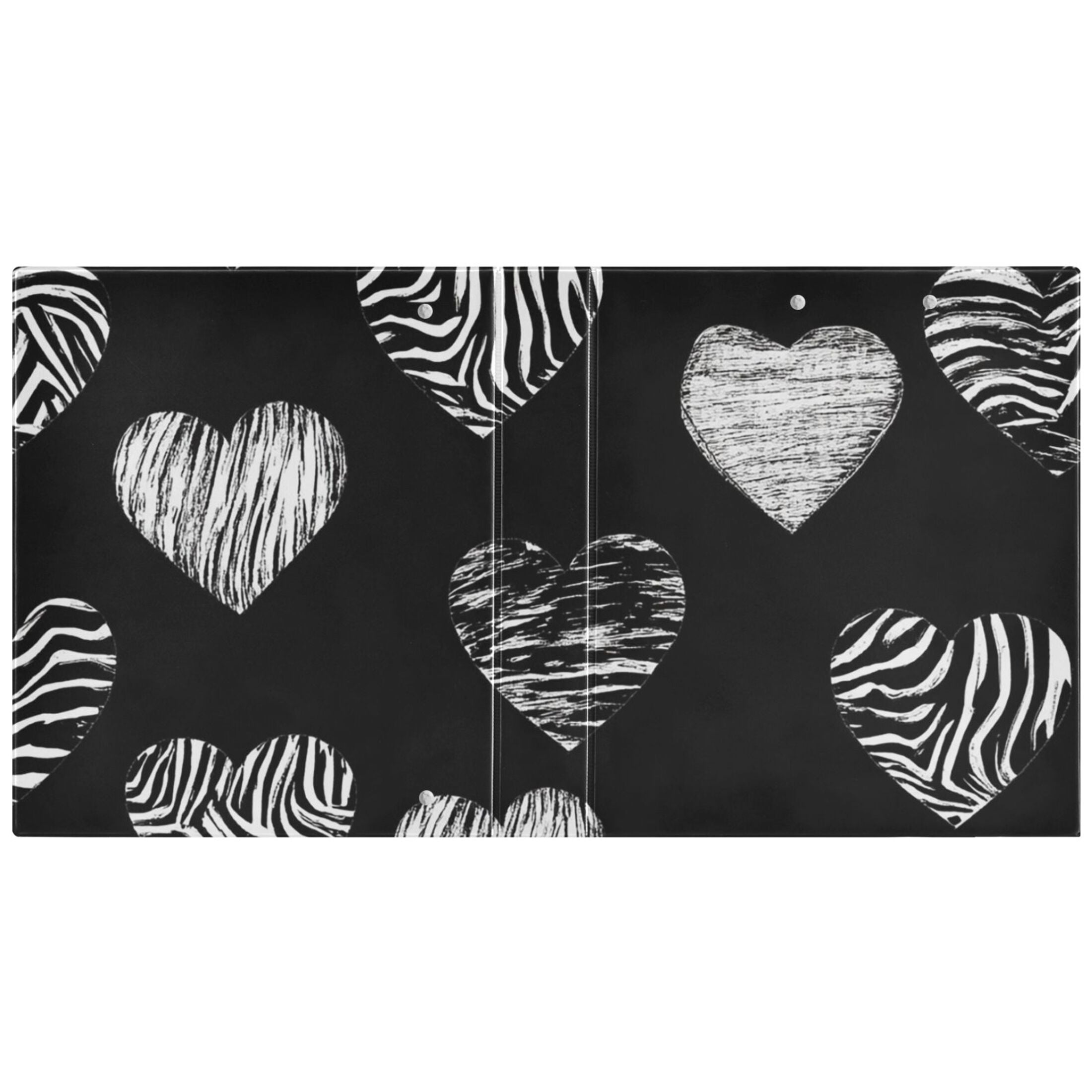 Hearts Zebra Stripes 3 Ring Binders 1.5 inch Hardcover File Folders with Interior Pockets A4 Size Organizer for School Office Hospital