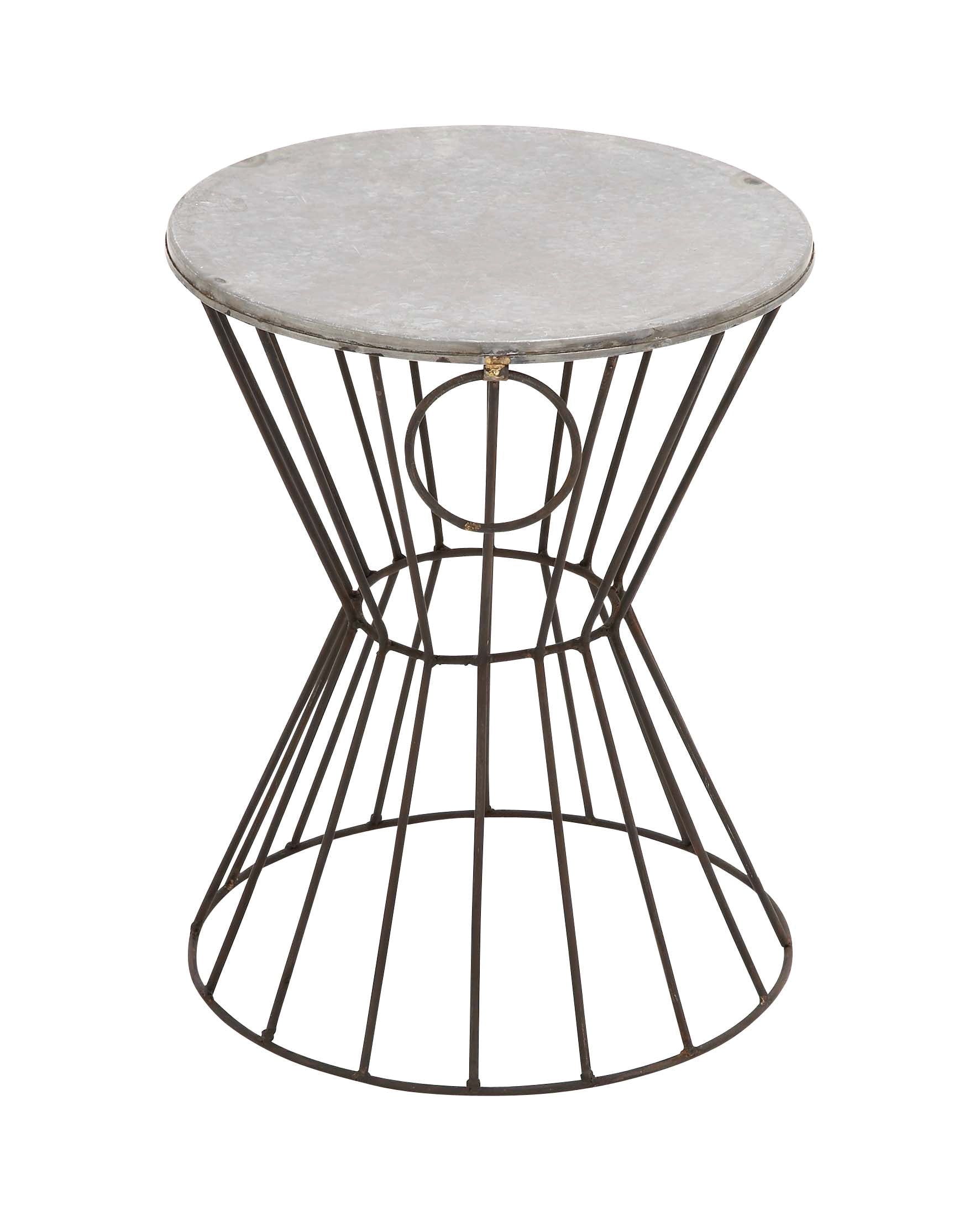 DecMode 18" x 15" Grey Metal Farmhouse Accent Table