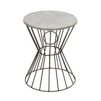 DecMode 18" x 15" Gray Metal Farmhouse Accent Table