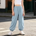 thumbnail image 2 of Ruyang 3T-15Years Girls Lightweight Baggy Joggers Elastic Waist Wide Leg Pants Kids Teen Hip Hop Dance Casual Sports Trousers, 2 of 7