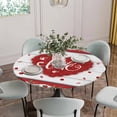 thumbnail image 2 of Valentine's Day Fitted Tablecloth with Elastic Edged, Round Table Cloth for Dining Table, Red Love Heart Roses Romantic Wooden Waterproof Oil Proof Table Cover for Indoor Outdoor 36"-44", 2 of 8