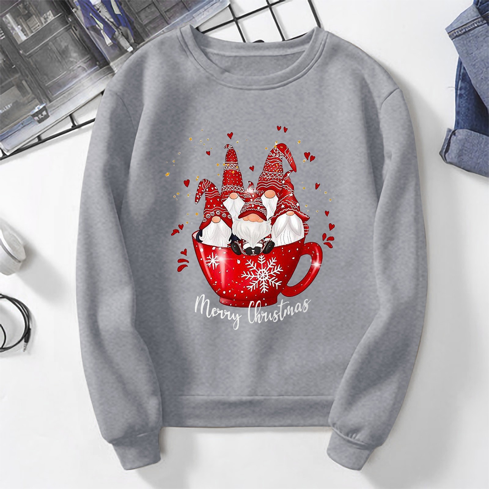 Sweatshirt Femme Noël à Capuche Zip - Loose, Confortable, Manches Longues, Parfait Pour L'hiver Au Quotidien