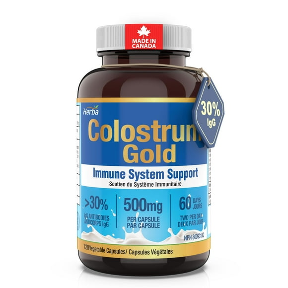 Herba Bovine Colostrum Supplements 500mg - 120 Capsules | Rich in Lactoferrin and Immunoglobulins | 30% IgG - Premium Grade Colostrum Capsules | Colostrum Gold for Boosted Immune Support