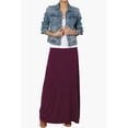 thumbnail image 6 of TheMogan Women's Casual Lounge Solid Foldable High Waist Draped Jersey Relaxed Long Maxi Skirt Dark Plum L, 6 of 7